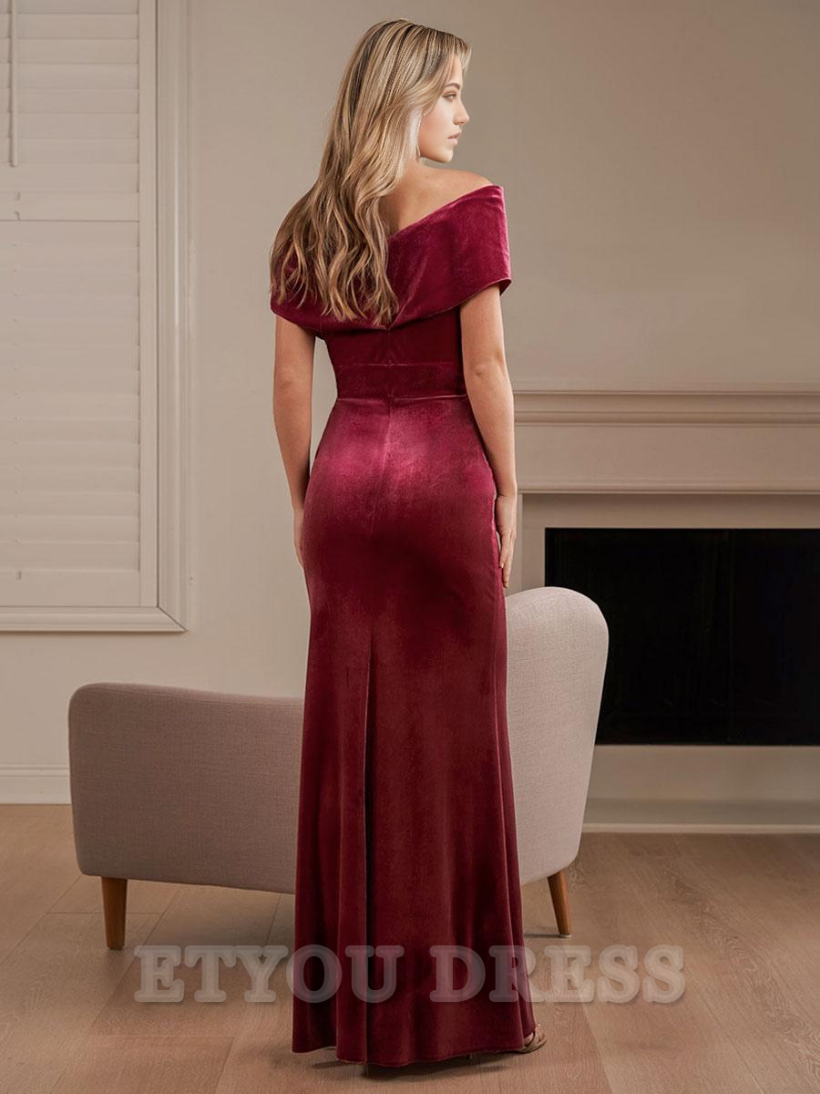 Mermaid Floor-Length Zipper Velour formal dresses evening gown Prom Dress With Split